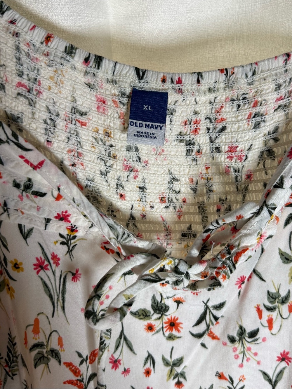 Old Navy White Midi Dress with Pink & Green Floral Print - Picture 4 of 8